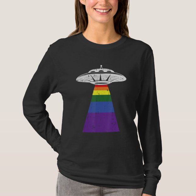 Alien Abduction Gay Pride Lgbt Q Gaylien Ufo Proud T-Shirt (Vorderseite)