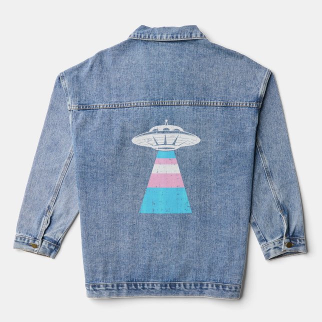 Alien Abduction Transgender Pride LGBT Q Gaylien T Jeansjacke (Rückseite)
