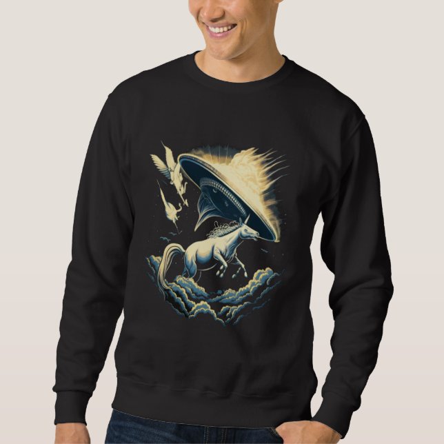 Alien Abduction Unicorn UFO Spaceship Extraterrest Sweatshirt (Vorderseite)