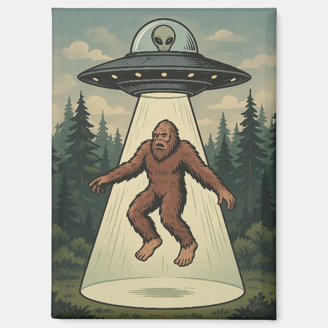 Alien Abduktion von Bigfoot Magnet (Vorderseite)