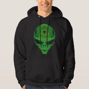 Alien Allsehendes Auge Illuminati Grafikstil Hoodie