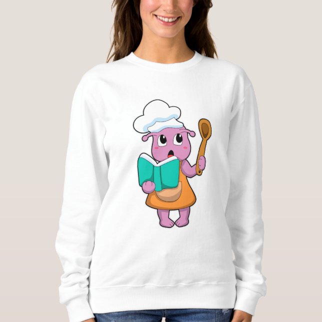 Alien als Koch mit Kochbuch Sweatshirt (Vorderseite)