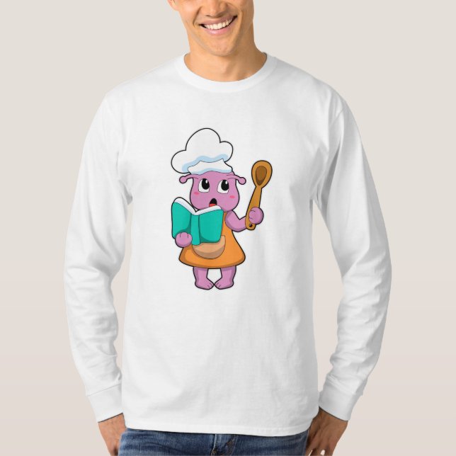 Alien als Koch mit Kochbuch T-Shirt (Vorderseite)