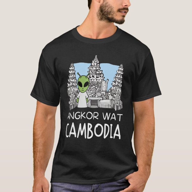 Alien Angkor Wat Khmer Historical Temple Cambodia T-Shirt (Vorderseite)