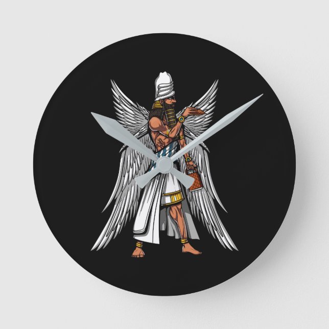 Alien Anunnaki God Alcient Sumerian King Runde Wanduhr (Vorderseite)