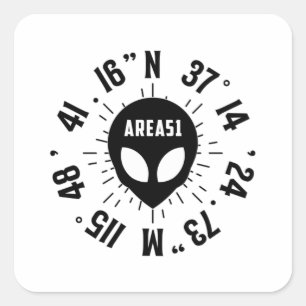 Alien Area 51 Head Ufo Außerirdischen Space Fun Ge Quadratischer Aufkleber