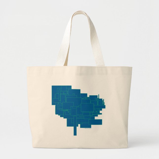 Alien Art Architecture Quadrate abstraktes blaues  Jumbo Stoffbeutel (Vorne)