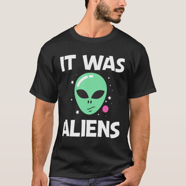 Alien Art Green Head Galaxy Weltraum T-Shirt (Vorderseite)