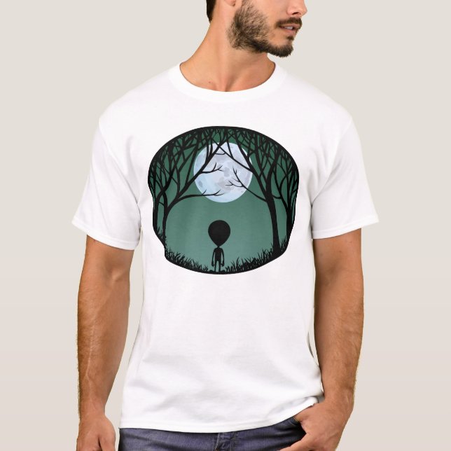 Alien Art T - Shirt Männer Alien w. Moon Shirts (Vorderseite)