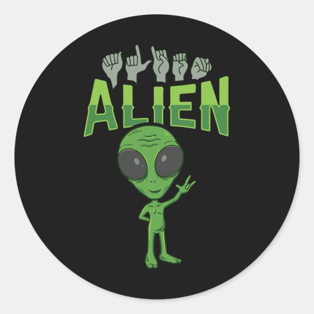 Alien Asl Hand Gesture Deaf Hörverlust Bewusstsein Runder Aufkleber (Vorderseite)
