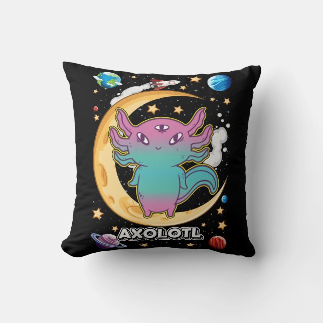 Alien Axolotl Pastel Goth Space Crescent Kissen (Vorderseite)