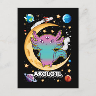 Alien Axolotl Pastel Goth Space Crescent Postkarte