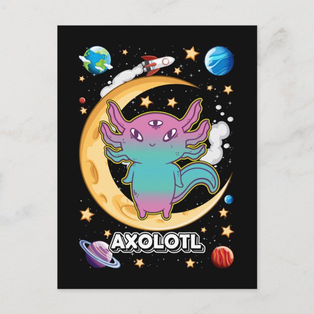 Alien Axolotl Pastel Goth Space Crescent Postkarte (Vorderseite)