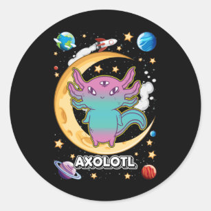 Alien Axolotl Pastel Goth Space Crescent Runder Aufkleber