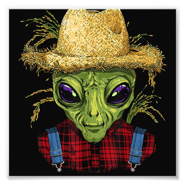 Alien Bauer UFO Alien Weltraumüberblick Fotodruck (Vorne)