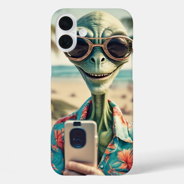 Alien Beach Selfie Retro Art Case-Mate iPhone Hülle (Rückseite)