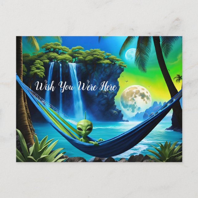 Alien Beach Vacation - wünscht, Sie wären hier Postkarte (Vorderseite)
