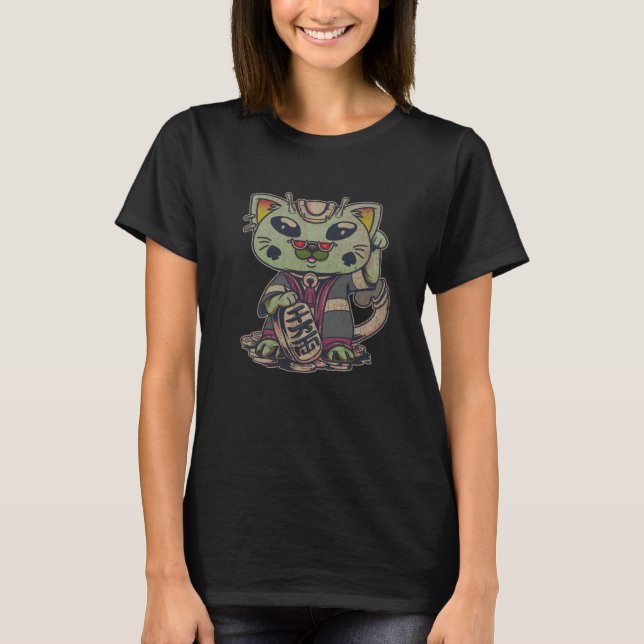 Alien Beckoning Cat Maneki Neko   Cat T-Shirt (Vorderseite)