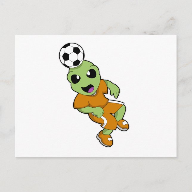 Alien beim Fußball Sport Postkarte (Vorderseite)
