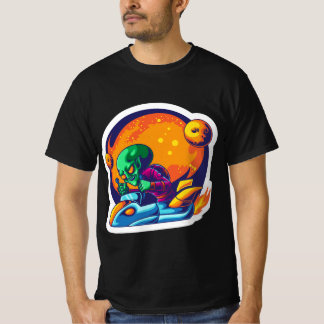 Alien bereit zum Krieg mit dem Aufkleber für Raums T-Shirt