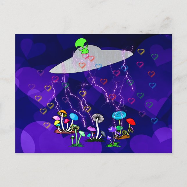 Alien Besucher Postkarte (Vorderseite)