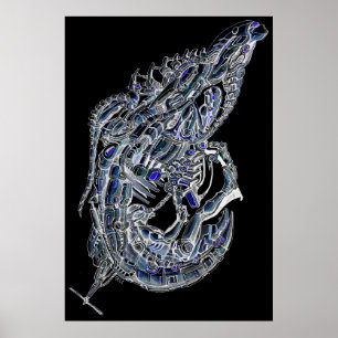 Alien betet Tintenkunst Poster