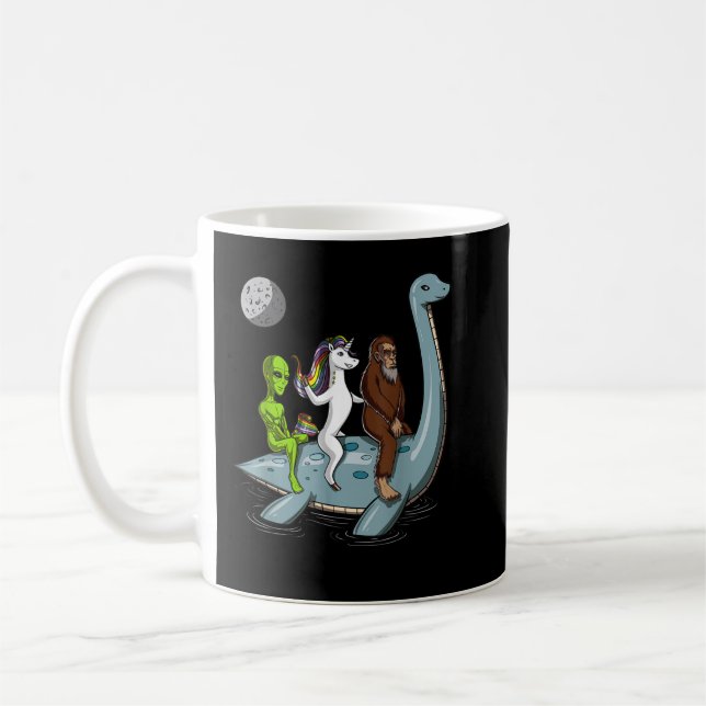 Alien Bigfoot Unicoring Loch Ness Monster Cry Kaffeetasse (Links)
