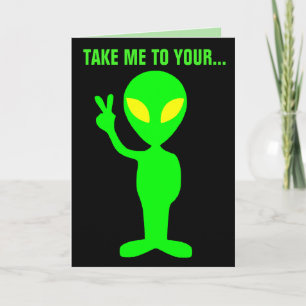 ALIEN BIRTHDAY FUNNY CAKE CARDS KARTE