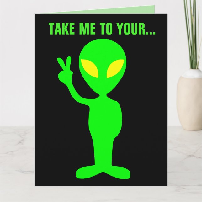ALIEN BIRTHDAY FUNNY CAKE GREETING CARD KARTE (Vorderseite)