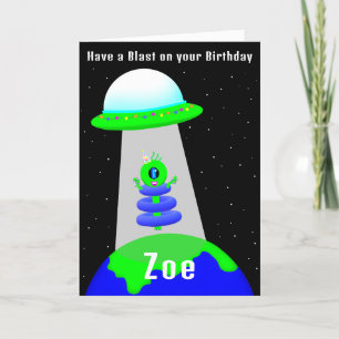 Alien Birthday Girl gefaltet Karte von Jo Images