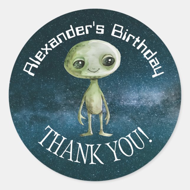Alien Birthday Party Sticker (Vorderseite)