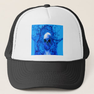 Alien blauer Totenkopf Truckerkappe