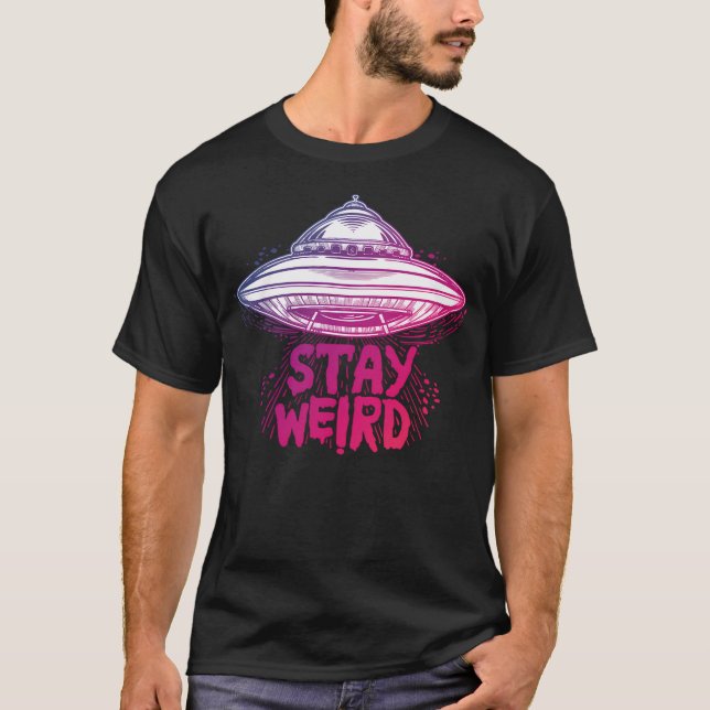 Alien - Bleibe komischer Saucer für Weizen T-Shirt (Vorderseite)