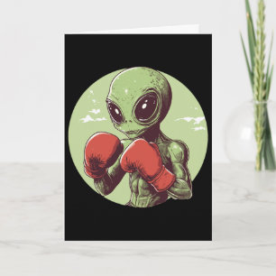 Alien Boxer bereit zum Kampf in Handschuhen  Karte
