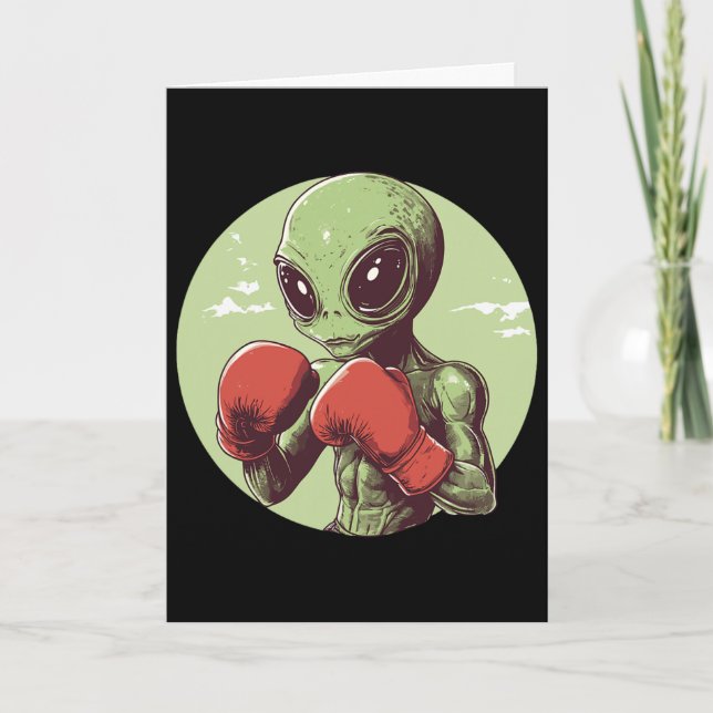 Alien Boxer bereit zum Kampf in Handschuhen  Karte (Vorderseite)