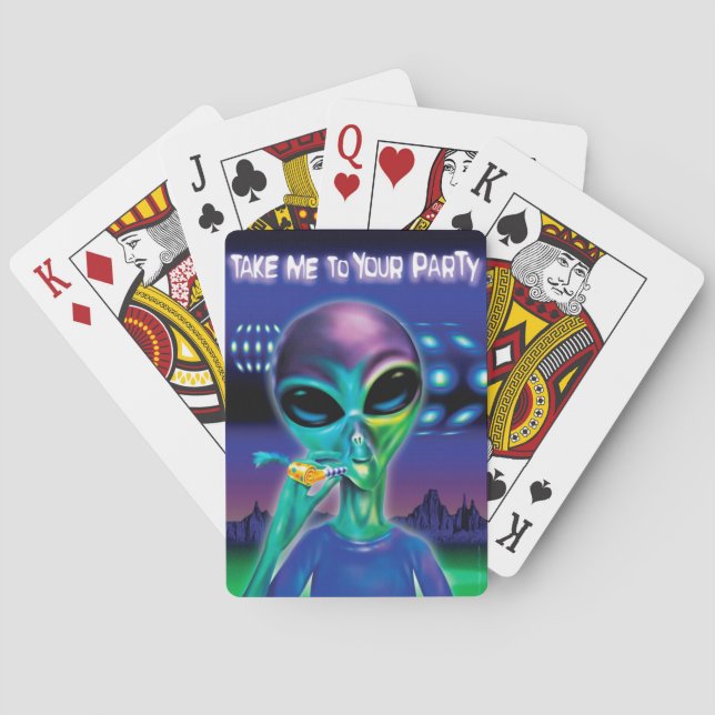 Alien "Bring mich zu deinem Party" Spielkarten (Rückseite)