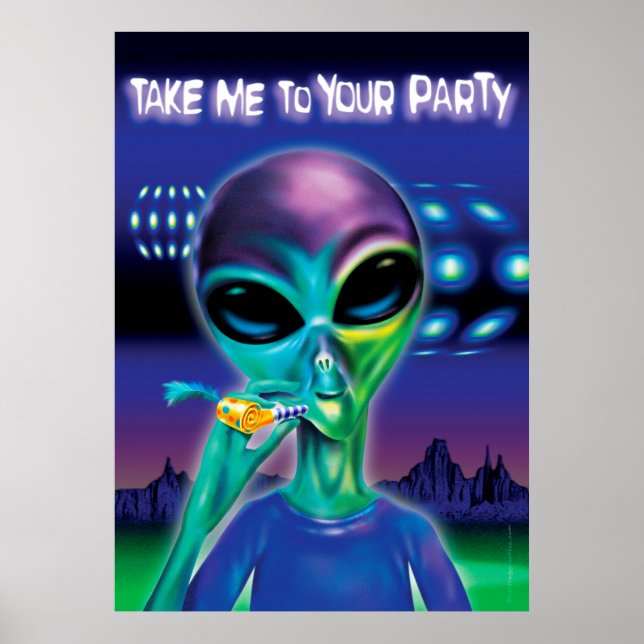 Alien bringt mich zu Ihrem Party Poster 28"x20" (Vorne)