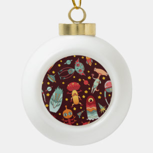 Alien Cartoon: Vintager Weltraumspass Keramik Kugel-Ornament