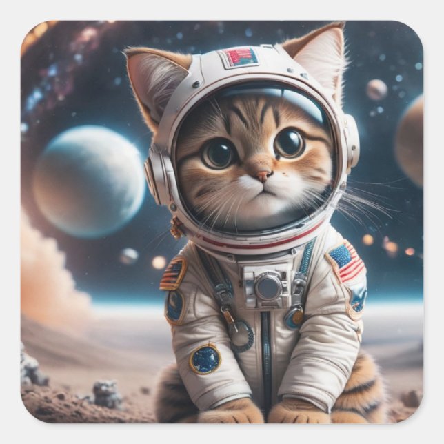 Alien Cat Astronaut Sticker (Vorderseite)
