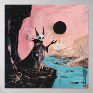 Alien Cat Black Moon Witchy AI Art Matt Value Poster