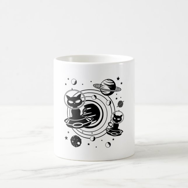 Alien Cat Cats Ufo Space Kitten Haustiere Geschenk Kaffeetasse (Mittel)