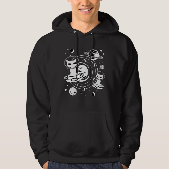 Alien Cat Cats Ufo Space Kitten Pets Funny Gift Hoodie (Vorderseite)