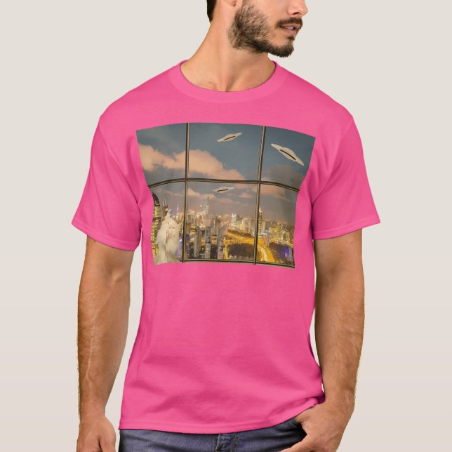 Alien Cat Chronicles Selfie und Ufo T-Shirt (Vorderseite)