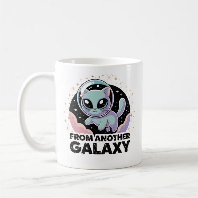 Alien Cat Cosmic Design Space Kitty Sci-Fi Artwork Kaffeetasse (Links)