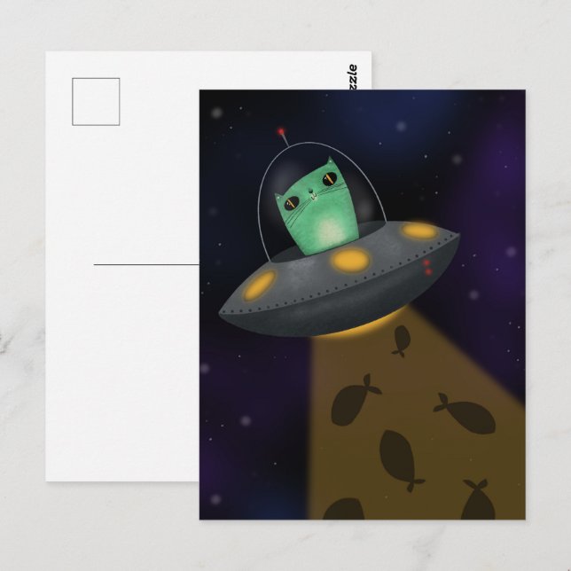 Alien Cat Postkarte (Vorne/Hinten)