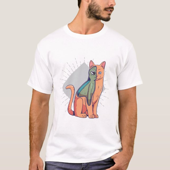 Alien Cat Sci-Fi Funny T-Shirt Design (Vorderseite)