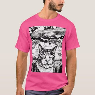 Alien Cat Ufo Funny Cats und Science Fiction Lover T-Shirt
