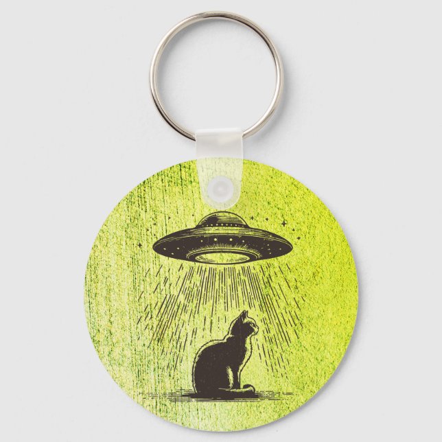 Alien Cat UFO Schlüsselanhänger (Vorderseite)