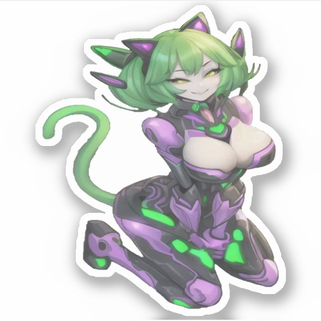 Alien Catgirl 1 Aufkleber (Vorderseite)