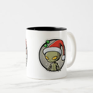 Alien Christmas Sticker Art Zwei-Tone-Tasse, 11 oz Zweifarbige Tasse